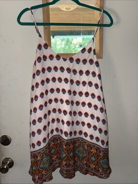 Show Me Your MuMu White Mini Dress with Red and Teal Print